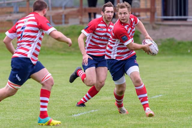 Peebles on the ball against Cartha Queen's Park at home at the Gytes on Saturday (Photo: Stephen Mathison)
