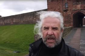 A screenshot from Jimi McRae's video for his song 'Hughie Graeme', a reinterpretation of an old folk song which tells the tale of a Border Reiver sentenced to death by hanging in Carlisle.