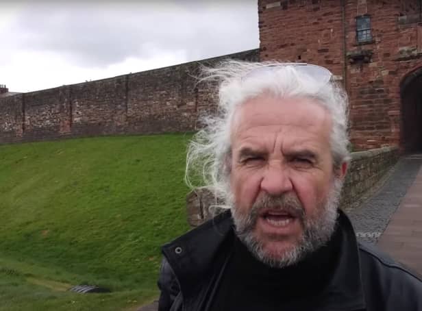 A screenshot from Jimi McRae's video for his song 'Hughie Graeme', a reinterpretation of an old folk song which tells the tale of a Border Reiver sentenced to death by hanging in Carlisle.