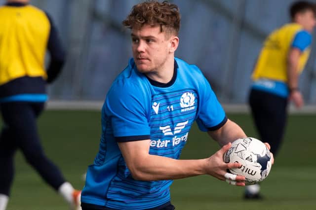 Hawick's Darcy Graham taking part in a Scotland training session in Edinburgh on Monday (Photo by Paul Devlin/SNS Group/SRU)