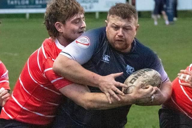 Luke Pettie on the ball for Selkirk during their 29-19 away win at Musselburgh in rugby's Scottish Premiership on Saturday (Photo: John Durham)