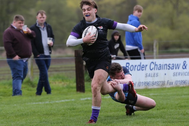 Durham University on the attack during their 50-0 first-round win against Berwick at Earlston Sevens