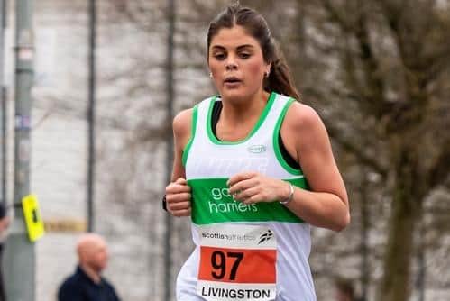 Lucy Brownlee on the run for Gala Harriers at Livingston on Saturday (Pic: Bobby Gavin)