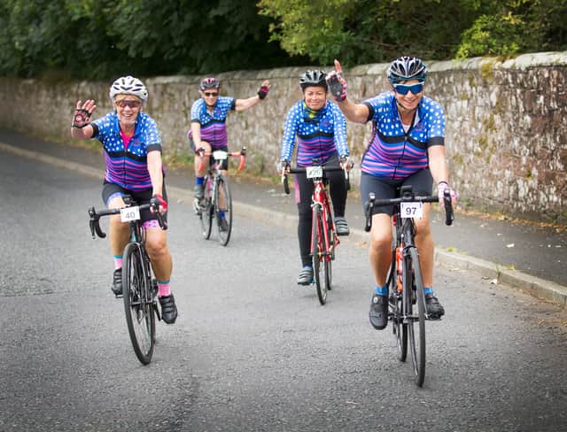 Hawick Belles appeared to be loving life during Doddie Cycle