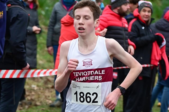Irvine Welsh on the run for Teviotdale Harriers in Falkirk's under-17 boys' race, finishing 32nd in 23:16 (Pic: Neil Renton)