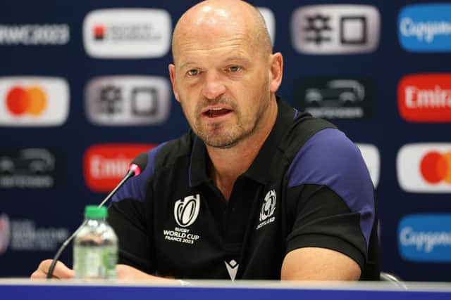 Scotland head coach Gregor Townsend at a press conference today ahead of their Rugby World Cup opener against South Africa on Sunday in Marseille (Photo by Cameron Spencer/Getty Images)