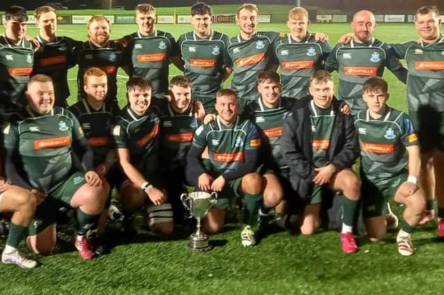 Hawick Force players celebrating winning the revived Border junior league (Pic: Hawick RFC)