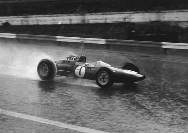 Jim Clark leads the 1963 Belgian Grand Prix at Spa in his Lotus 25-Climax