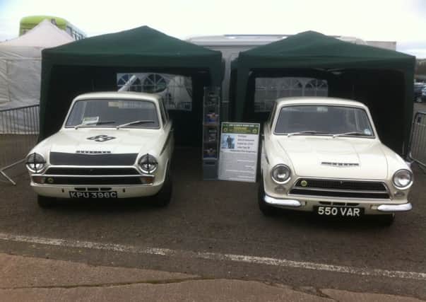 Jim Clark cars on display at Donnington for the launch of the new British Touring Car Championship season.