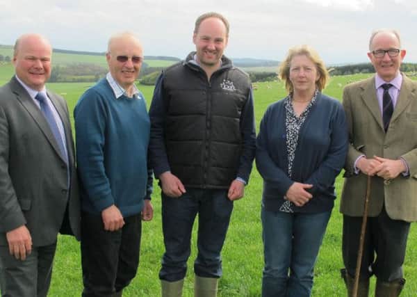 Scotsheep team NSA Scotsheep hosts, John Macfarlane (second left) and his son, Iain (centre), with Sandy Hay (left)from main sponsor, Bank of Scotland, Sybil Macpherson, chairman of NSA Scotland, and organising committee chairman, David Leggat, executive chairman of United Auctions