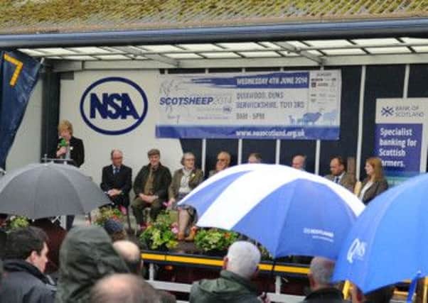 Scotsheep's official opening in the rain at Quixwood last Wednesday