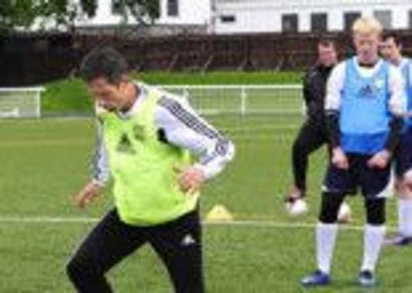 John Collins demonstrates his skills while taking a coaching course on a visit to the Borders 2012