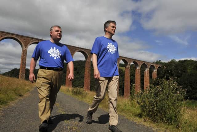 L-r, David Parker (Scottish Borders Council Leader) and Michael Moore MP are embarking on a ninety seven mile sponsored walk entitiled the 'Great Tweed Trek' which see them walk from Tweedsmuir to Berwick-upon-Tweed.