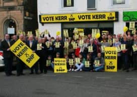 John Swinney and Calum Kerr open the SNP's election hub in Galashiels