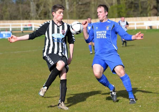 Jordan Lauder, right, was on target for Duns against his former club.