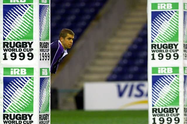 Chris Paterson makes his debut for Scotland against Spain at the Rugby World Cup in 1999. Picture: Ian Rutherford