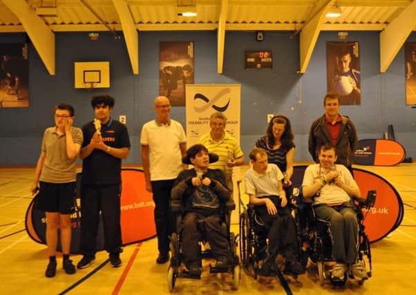 Winners and runners up in the first ever National Open Boccia Competition to be held in the Borders.