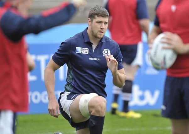 22/09/15. Rugby World Cup 2015. Scotland Rugby squad Captains Run, Kingsholm Stadium, Gloucester. Grant Gilchrist.  Picture Ian Rutherford