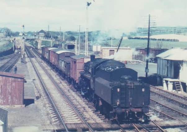 A goods train passing the site of Reston station shortly after it closed on May 4, 1964, having been opened with the line from Edinburgh to Berwick on June 22, 1846. From 1849 to 1951 it was the junction for Duns.