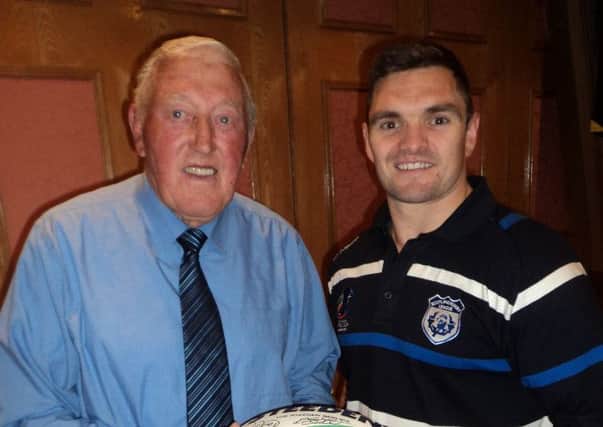 Jedburgh rugby league legend David Rose, pictured with current Scotland captain Danny Brough