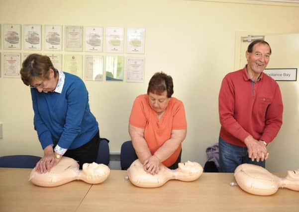 CPR classes at Coldstream Community Fire Station as part a a region wide 'Restart a Heart Day' where the British Heart Foundation joined up with the Scottish Fire and Rescue Service to teach CPR.