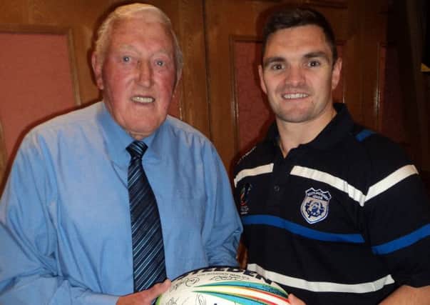 Jedburgh rugby league legend David Rose, pictured here with current Scotland captain Danny Brough