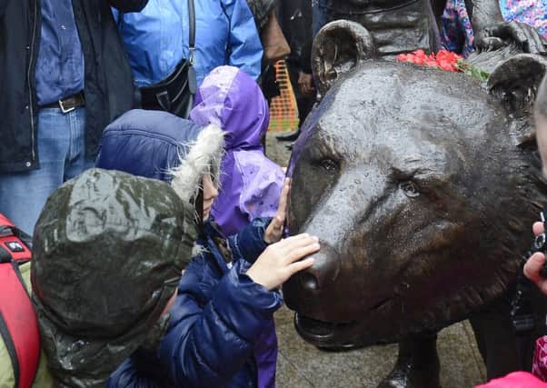 The memorial of Wojtek 'the Soldier Bear is unveiled in Edinurgh. Picture: Neil Hanna