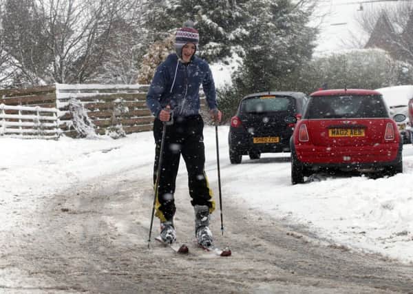 Skier Gavin Brown, 17 in the Scottish Borders town of Lauder out enjoying the heavy snow which has hit the country. 21/01/13