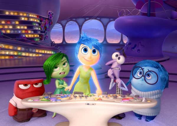 Disneyâ¬¢Pixar's "Inside Out" takes us to the most extraordinary location yet - inside the mind of Riley. Like all of us, Riley is guided by her emotions - Anger (voiced by Lewis Black), Disgust (voiced by Mindy Kaling), Joy (voiced by Amy Poehler), Fear (voiced by Bill Hader) and Sadness (voiced by Phyllis Smith). The emotions live in Headquarters, the control center inside Riley's mind, where they help advise her through everyday life. Directed by Pete Docter and produced by Jonas Rivera, "Inside Out" is in theaters June 19, 2015.
