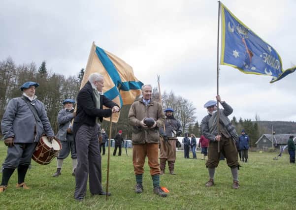 04/12/15..
SELKIRK.
A rematch 200 years in the making
Bowhill House and Bill McLaren Foundation stages re-enactment of historic Carterhaugh Baâ¬" Game
Rugby has come home after 200 years, with an elaborate re-enactment of the historic Carterhaugh Baâ¬" Game on the site of the original legendary match held today... The present The Duke of Buccleuch sets off the match