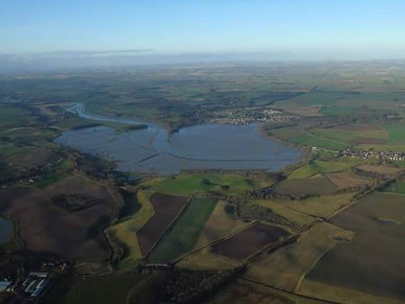 Coldstream from above after the River Tweed bursts its banks. Picture:  Michael Brewis