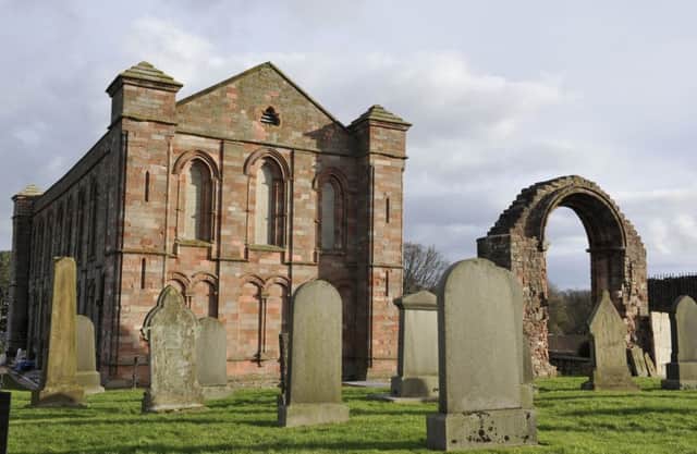 Coldingham Priory and grounds which have seen a turbulent history: built, destroyed by fire, rebuilt and raided by Viking, laying in ruins for two centuries, rebuilt housing a Benedictine monastery and fired on by cannons to dislodge dislodge hiding royalists eventually becoming parish church in 1855