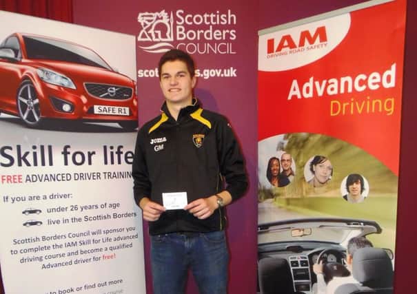 Gaving McQuarrie from Duns was among the group of successful young drivers to complete an advanced driving course