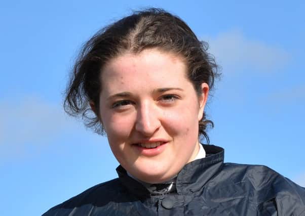 Charlotte Dun winning at Friars Haugh, Berwickshire Hunt point to point races
(second winner in black and yellow, first winner in orange)