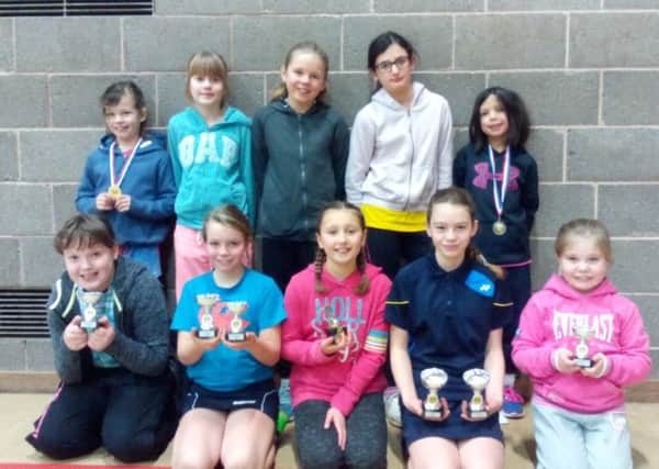 There was a good turnout for the Kelso Open Junior Badminton Tournament at the weekend. Pictured above are the finalists in the various girls events and below are the finalists from the boys event.