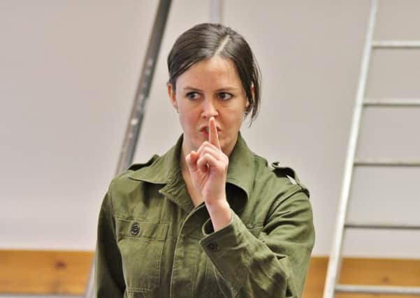 Janet Coulson in rehearsal for Grounded, showing at Heart of Hawick