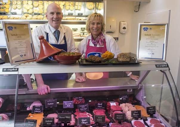 Callum and Louise Forsyth, Butchers, Peebles, won two gold and one silver prizes at the Scotch Lamb Innovation Awards 2016