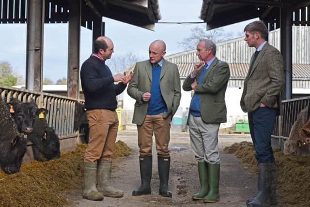 Sion Williams, Calum Kerr, the Duke of Buccleuch, Edward Morris on the Borders MP's visit to Bowhill Estate