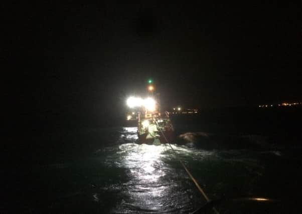 Eyemouth lifeboat was launched last night, Wednesday,  to help a fishing vessel that was towing another fishing vessel into Eyemouth