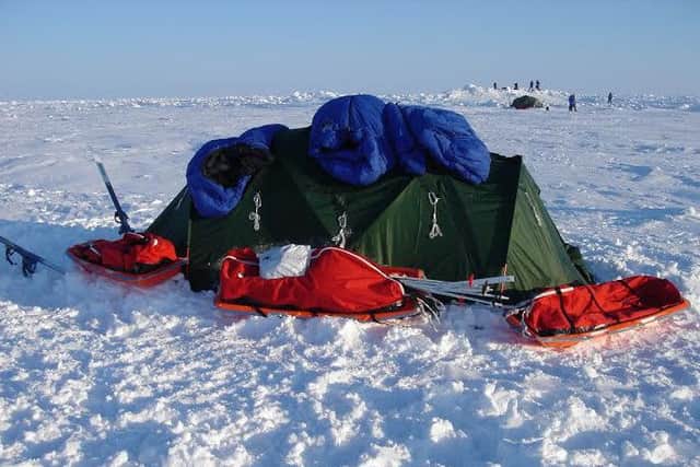 The tent that David Aston camped in at the North Pole