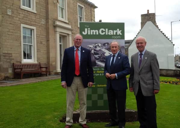 Sir Jackie Stewart visiting the Jim Clark show room in Duns