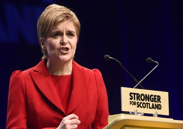 ***JP 60-day licence***

SNP leader Nicola Sturgeon delivers her keynote speech at the annual SNP Spring conference at the SECC in Glasgow, Scotland. 12 March 2016. Picture by JANE BARLOW
Â© Jane Barlow 2016 {all rights reserved}
janebarlowphotography@gmail.com
m: 07870 152324