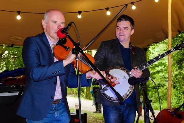 Irish fiddle and banjo duo of Brendan Hendry and Jonny Tomas, who will be performing at a concert being hosted in Melrose by Riddell Fiddles.