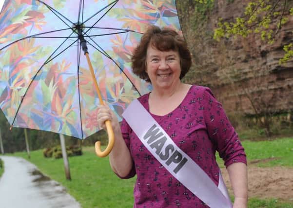 WASPI singer Gail Chandler from Jedburgh, campaigning against the lack of communication from government about the equalisation of pension age for women.