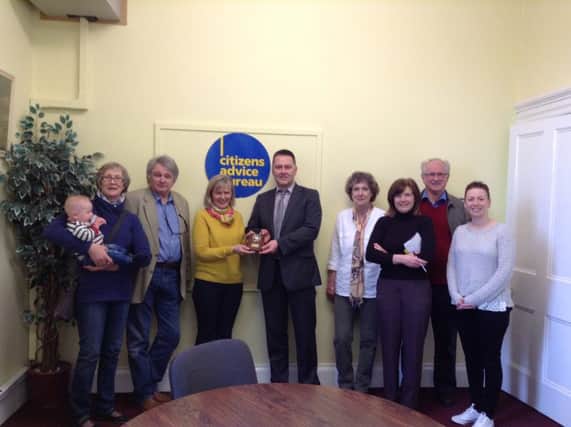 Roxburgh and Berwickshire Citizens Advice Bureau was presented with the Volunteer Friendly Award  at a recent volunteer and staff training day in Southfield, Duns, by chief executive of Volunteer Centre Borders, Gordon Brown.