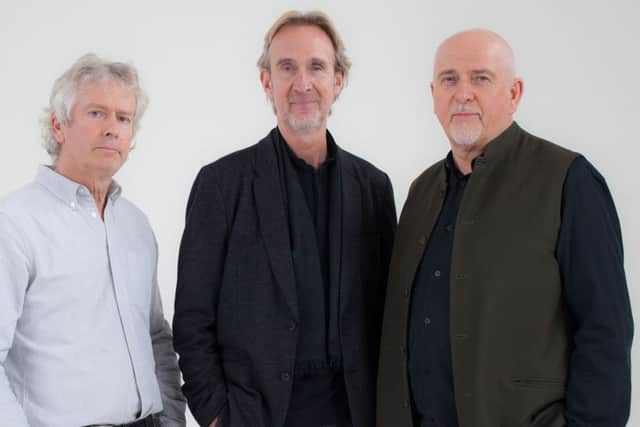 Mike Rutherford, centre, reunited with fellow former Genesis members Tony Banks, left, and Peter Gabriel in 2014 for a BBC documentary.
