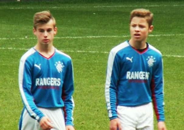 Jamie Whitehead (left)from Duns and Kieran Clark from Melrose on trial for Rangers.