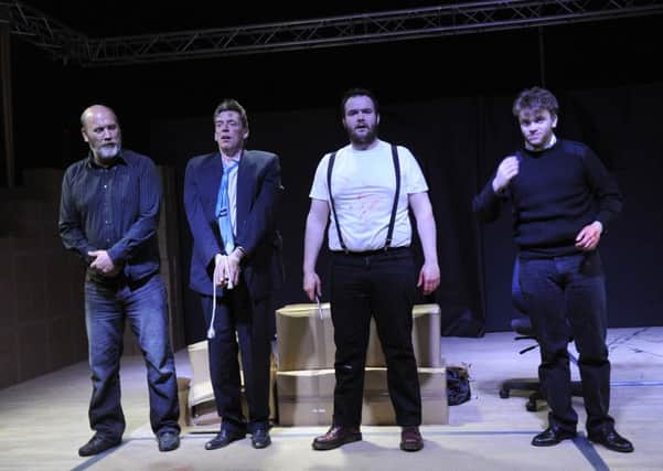 Dougal Affleck (Gary), John McEwan (Frank), Ben Foreman (Eddie) and Matthew Taylor (Tom) make up the four stong cast.
Duns Players perform the Gagarin Way