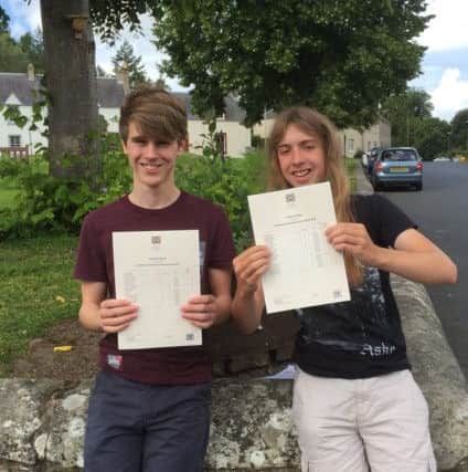 Harry Brown and Gillean Kennedy, Jedburgh Grammar 
Celebrating in Ancrum, Harry and Gillean achieved As across the board in their Highers and National 5s respectively. They said: Ã¢Â¬SWhat a huge relief to open our envelopes today and get the results we did. Good luck to everyone else opening who is doing the same we hope they have got what they wanted too.