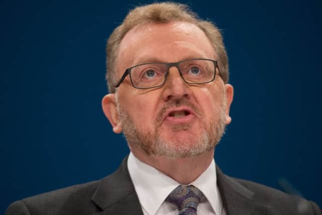Scottish Secretary David Mundell speaking at his own party's conference earlier this month.
